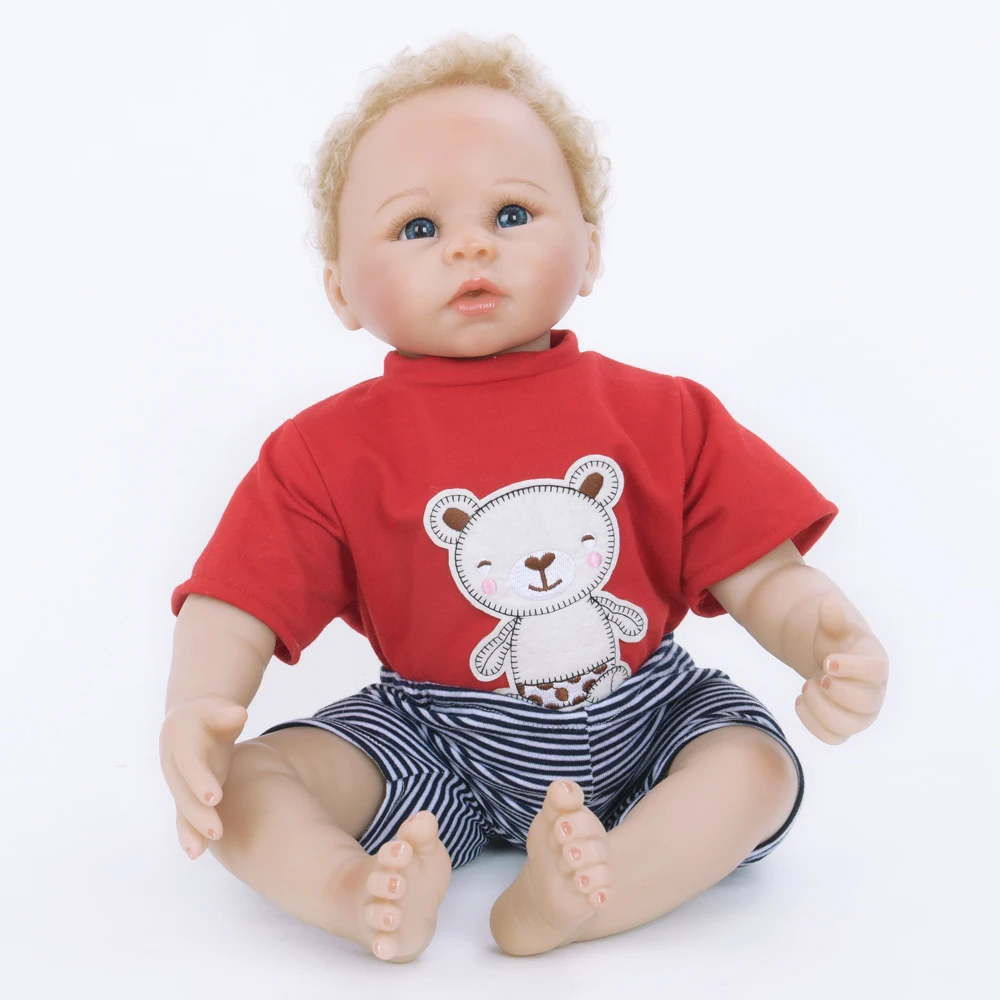 

Feelwind Factory New Educational Style 22" 55CM Curly Mohair Cotton Body Newborn Baby Doll Kits for Kids