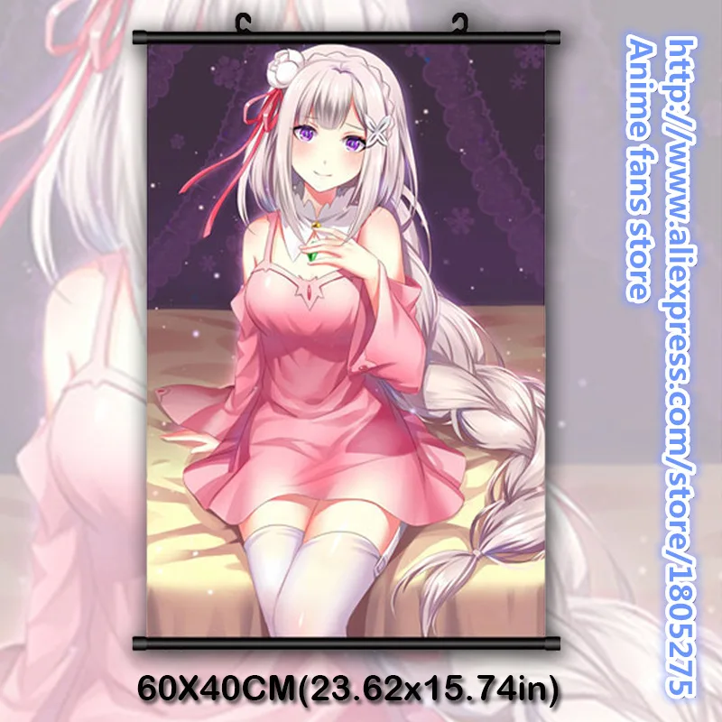 

Re:Zero kara Hajimeru Isekai Seikatsu Emilia Lovely Japanese Anime Wall Scroll Poster Home Decor Bedroom decorative painting
