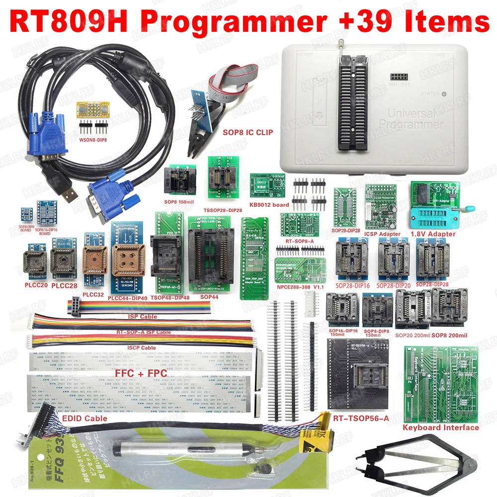 RT809H emmc-nand вспышка чрезвычайно быстрый Универсальный программатор+ 38 деталей+ кабель EDID с кабелями emmc-nand