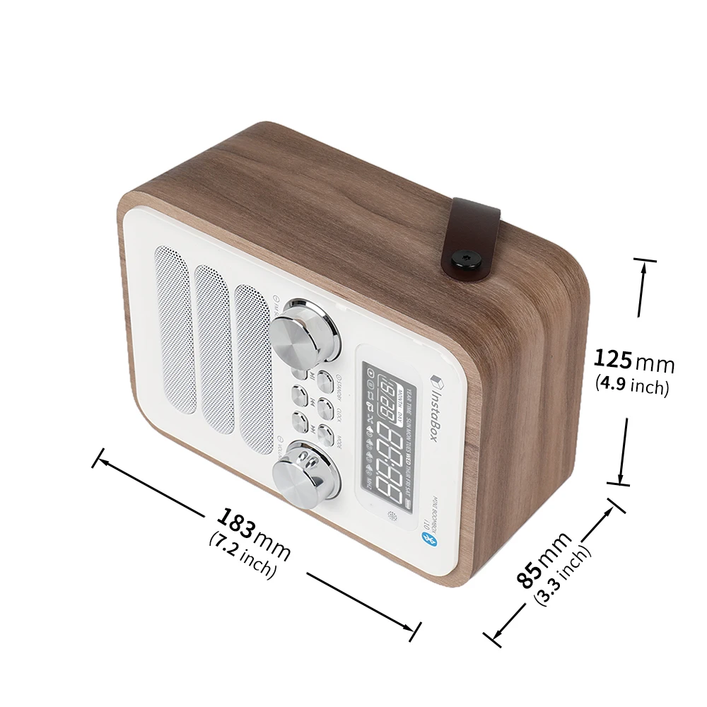 InstaBox i10 цифровой fm радио многофункциональный MP3 плеер деревянные часы с ручкой
