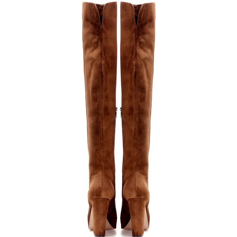 Tacones Nuevo Marrón Zapatos Rodilla Mujer Plataforma Botas De Mujeres Alta Tamaño Invierno Altos 2019 Muslo Plus Zip Altas Calidad Ofgqgndw