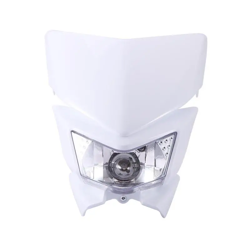 Universal White/Black Motorcycle Headlight Fairing Kit With City Light Hi Lo Beam Bulb For