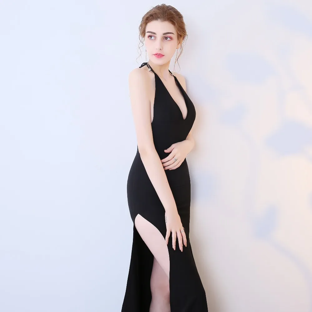 JaneVini Vestidos сексуальное черное длинное вечернее платье трапециевидной формы с открытой спиной с большим вырезом простой сатин платье для матери невесты Плюс Размер