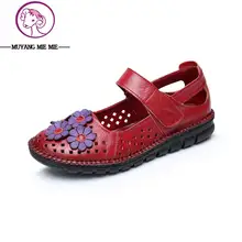 Plus Size (35-41) Flat Summer Sandals For Women 2017 Mother Shoes Genuine Leather Flower shoes Flat Maternity Shoes Women Sandal