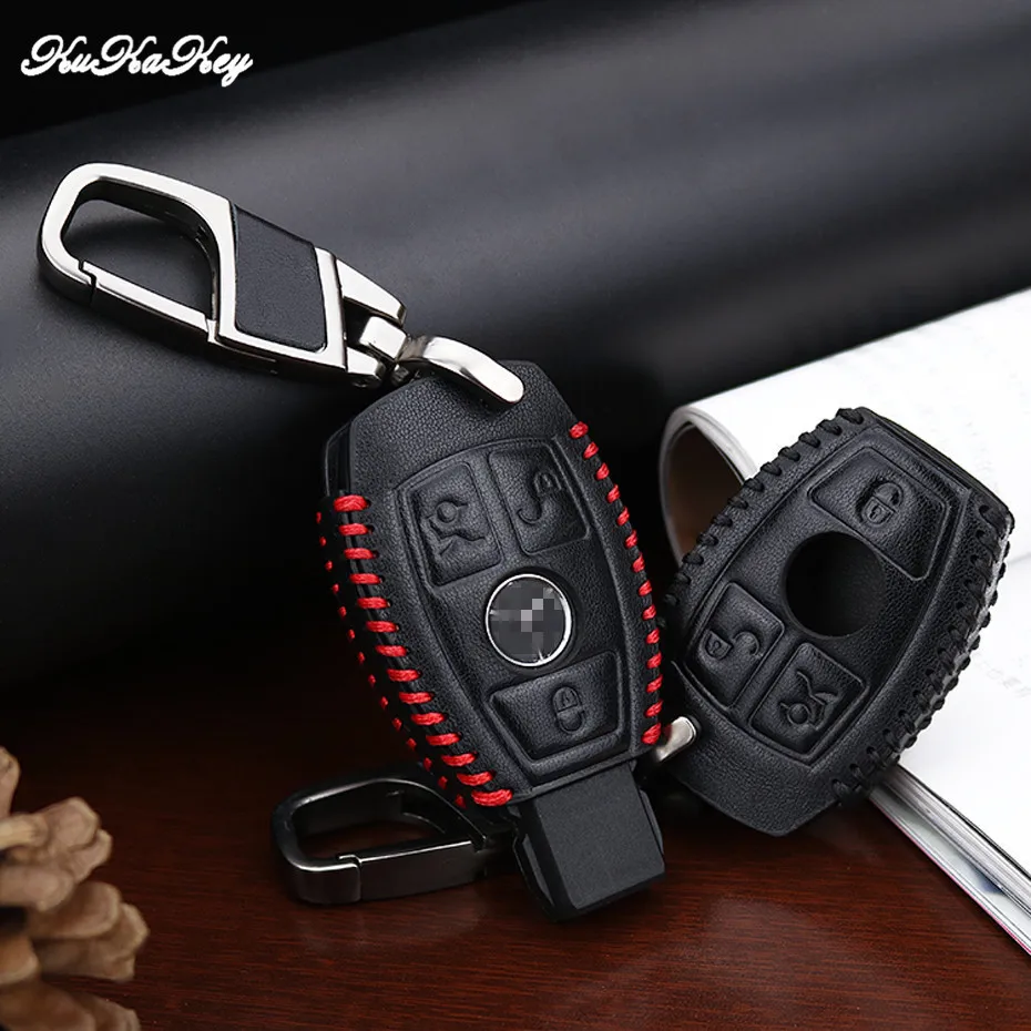 Аксессуары для Mercedes Benz W203 W210 W211 W124 W202 W204 AMG 2 и 3 кнопки умный ключ кожаный чехол