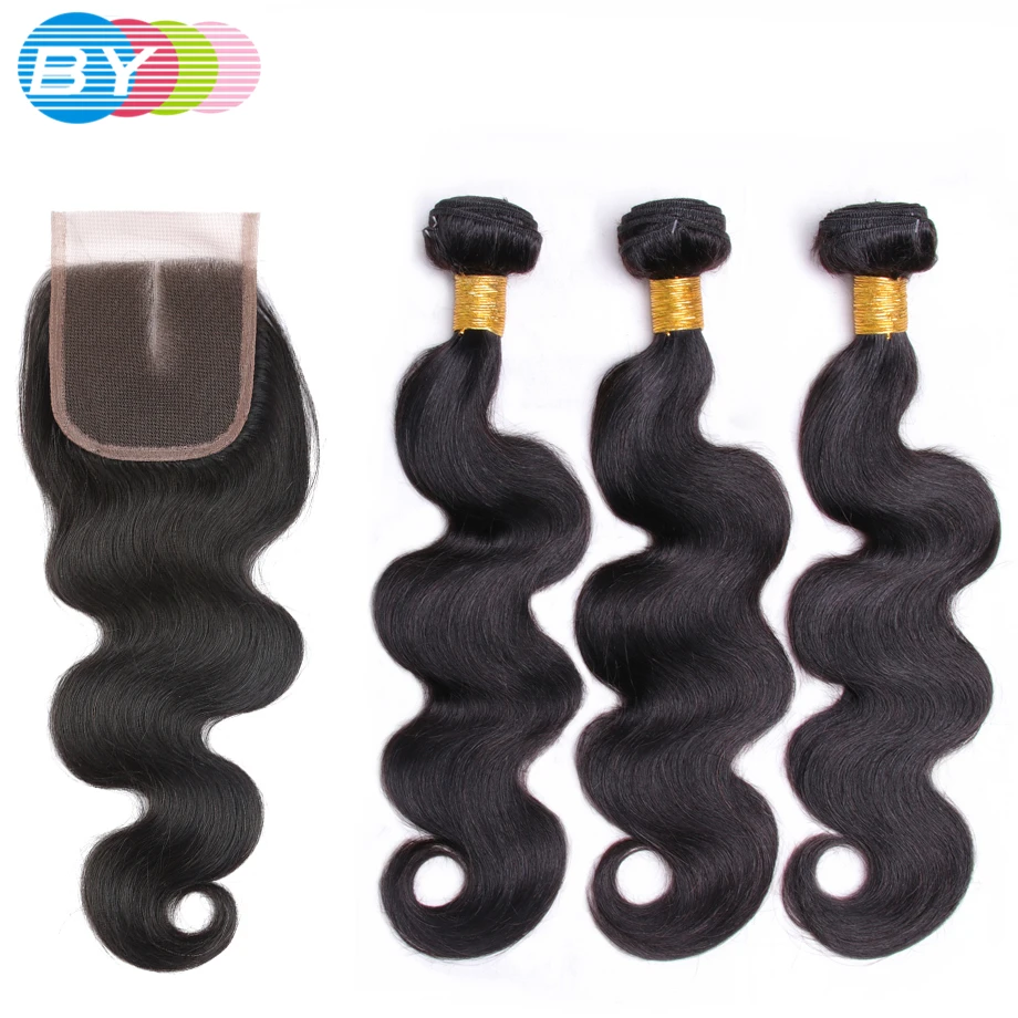 BY Hair Pre-Colored Body Wave With Closure Human Hair Weave Natural Color 3 Pcs Hair Bundles Middle Part Malaysian Non-remy Hair body-wave : image BY Hair Pre-Colored Body Wave With Closure Human Hair Weave Natural Color 3 Pcs Hair Bundles Middle Part Malaysian Non-remy Hair body-wave