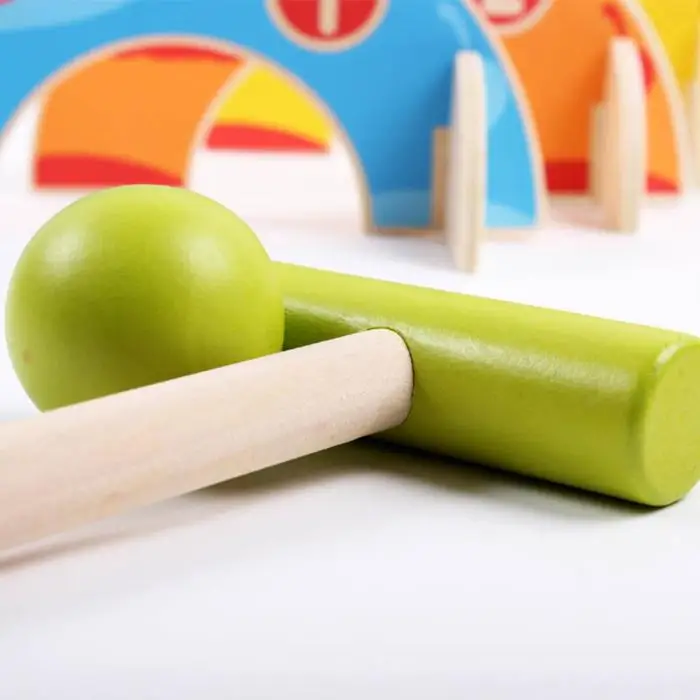 Детская деревянная мультфильм Животные Gateball игрушки Семья Открытый Крокет гольф игрушка родитель игры для детей S7JN