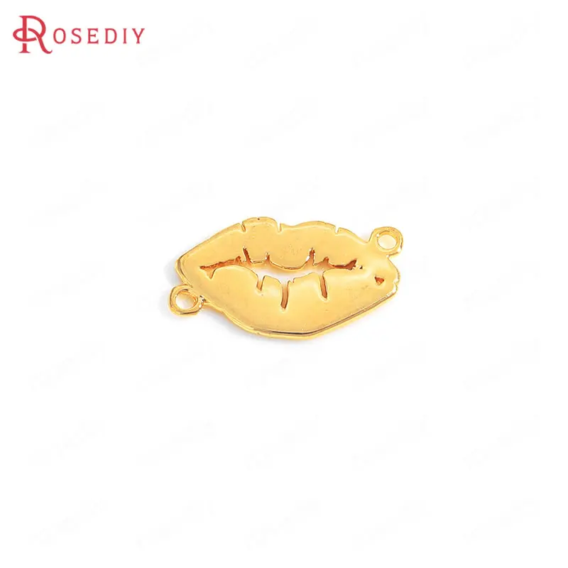 

(35715)10PCS 14x8MM Hanging Hole 0.8MM 24K Gold Color Brass Lips Charms Pendants High Quality Diy Jewelry Findings Accessories