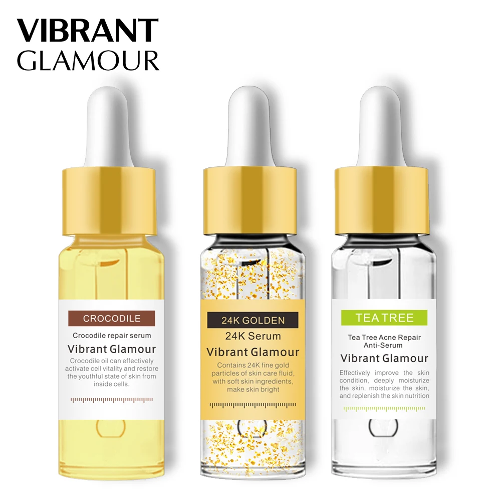 

Serum Set 24K Gold Serum Acne Treatment Tea Tree Essence Crocodile Repair Scar Removal Whitening Face Skin Care Set
