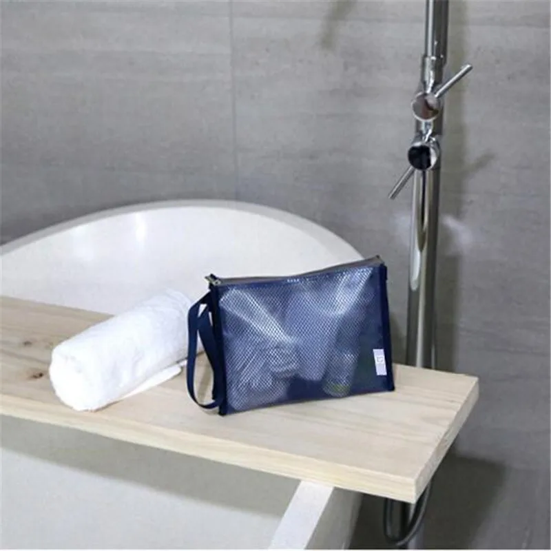 

3Colors Large Capacity Transparent Grid Cosmetic Bag Organizer Pouch Portable Travel Bags Korea Style Shower Wash Toilet Bag