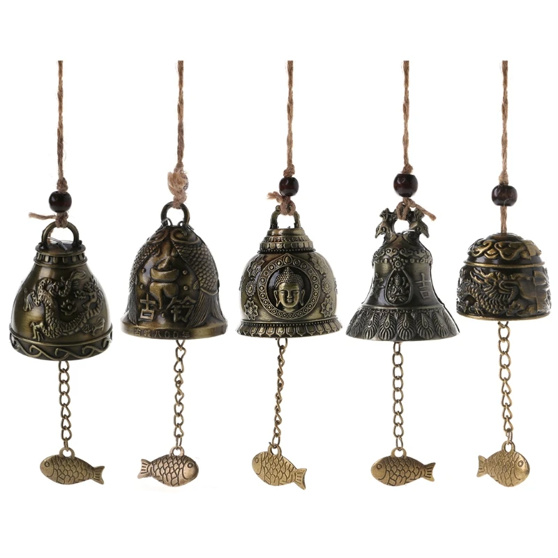 

OOTDTY High Quality Buddha Statue Dragon Bell Blessing Wind Chime Lucky Home Car Hanging Decor Gifts