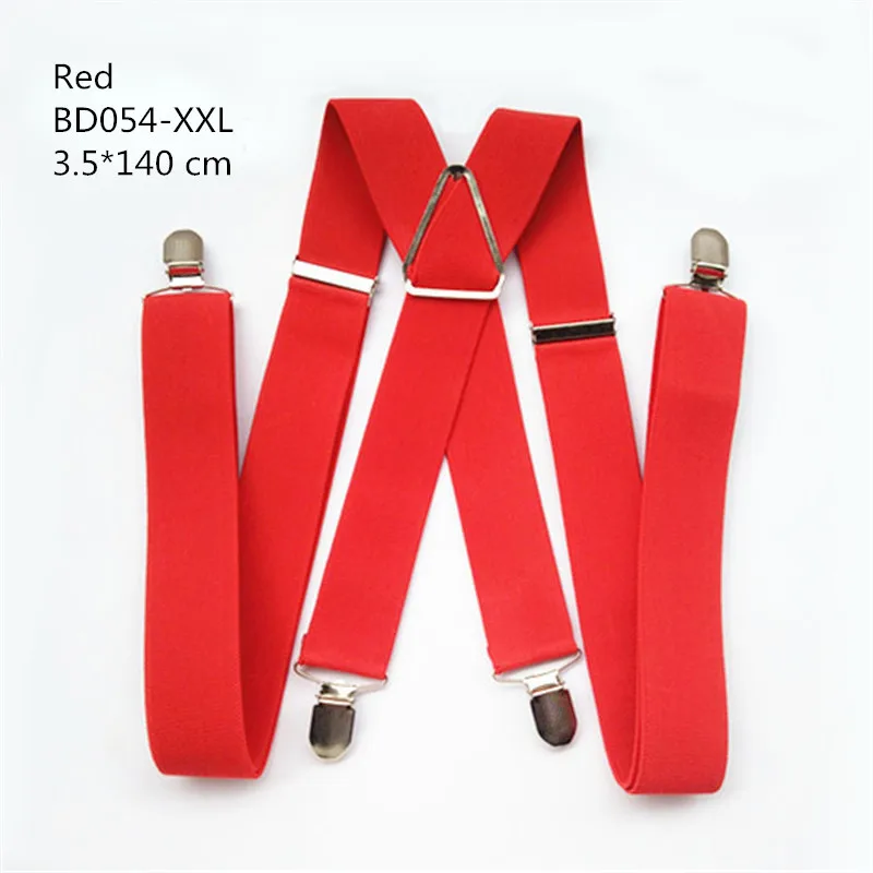 BD054-L, XL, XXL, размер, подвеска для взрослых, 3,5 см, ширина, 4 зажима, Женский Бандаж, регулируемая эластичная х задняя часть штанов, подтяжки для мужчин, красного цвета - Цвет: red XXL
