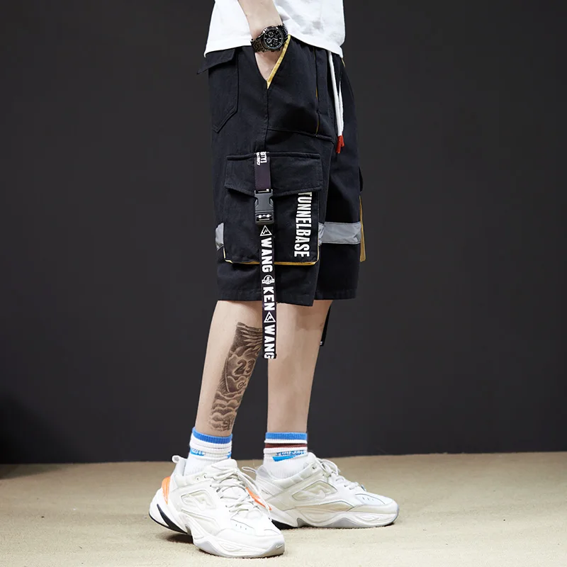 Лето портовый ветер шорты Мужская мода пятиточечная Досуг свободная отражающая ткань