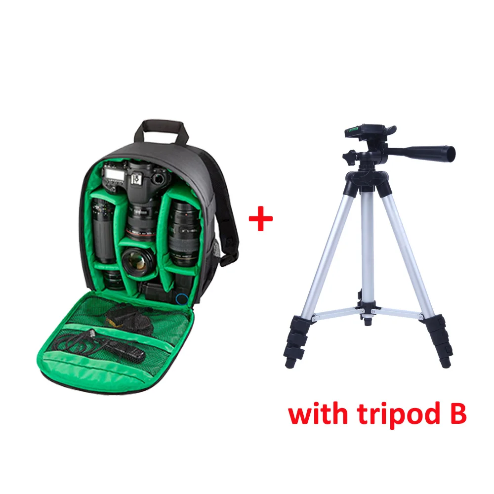 Сумка для камеры водонепроницаемый рюкзак для DSLR камеры для Canon Nikon sony DSLR камеры s объектив вспышки штатив другие аксессуары Новинка - Цвет: Green  with Tripod B