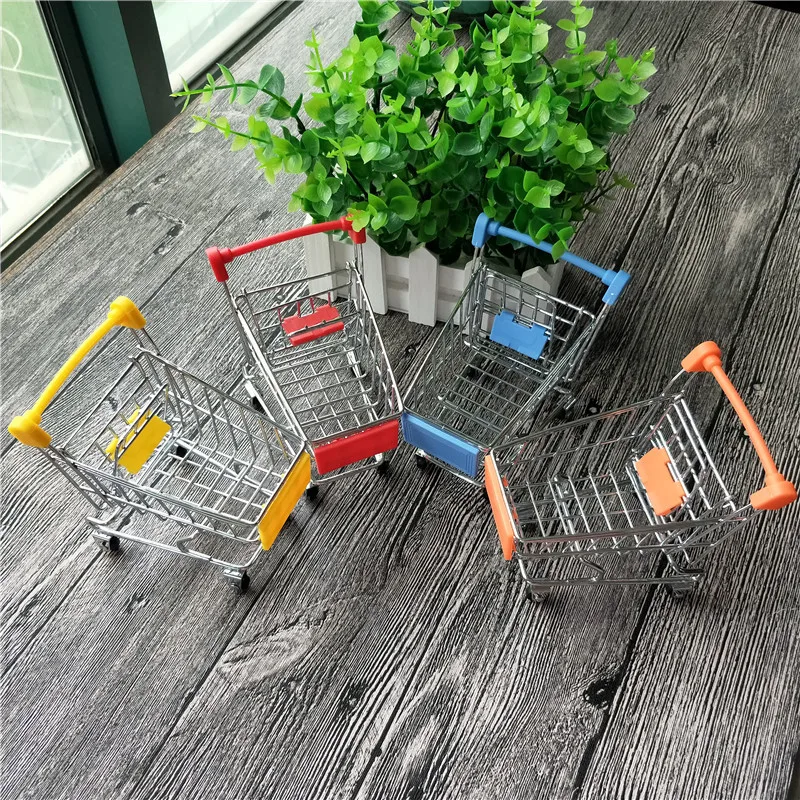 Креативная мини тележка из супермаркета колеса тележки для покупок игрушки складные мини корзина для покупок игрушки для детей случайный цвет