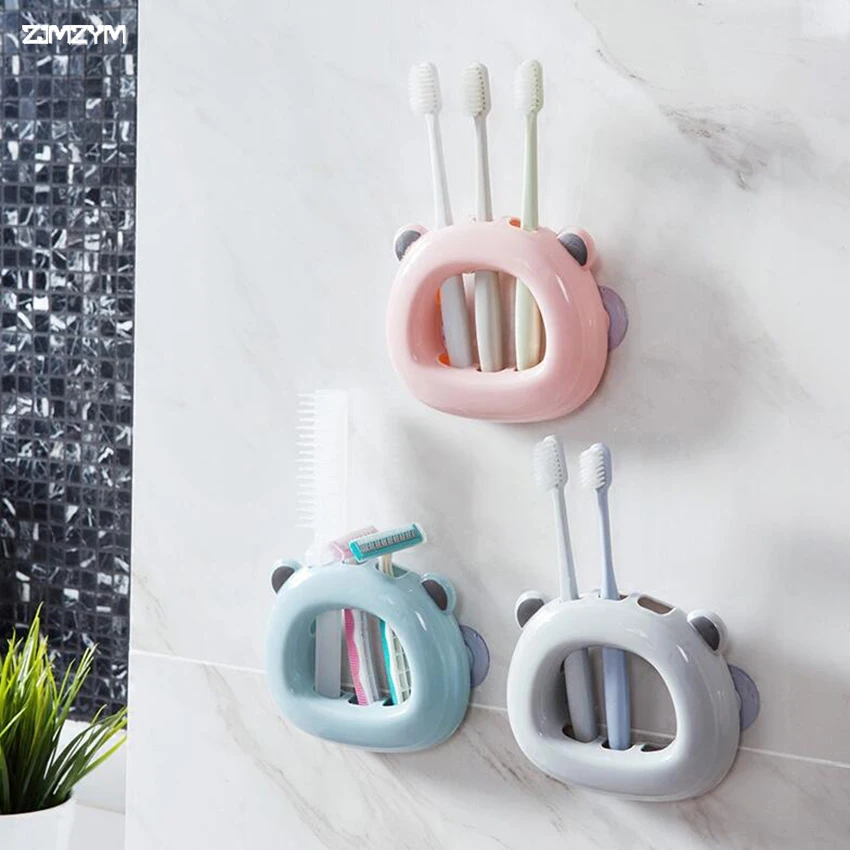 

New Toothbrush Holder Bathroom Kitchen Family Toothbrush Suction Cups Holder Wall Stand Hook Cups Organizer Hot