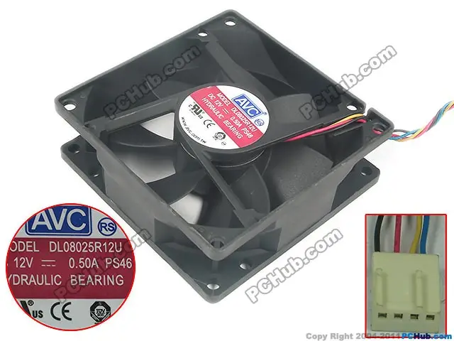 AVC DL08025R12U PS46 DC 12V 0.50A 80x80x25mm Server Cooler