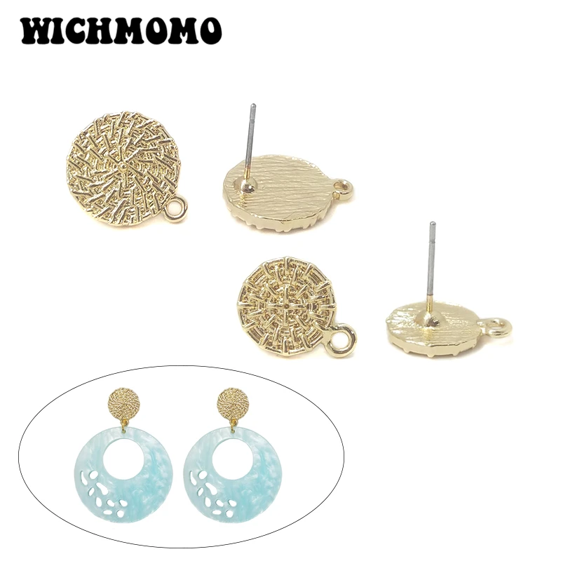 

2019 New Two Size 10pieces/bag Zinc Alloy Plating Gold Round Earring Base Connectors Linkers for DIY Earring Jewelry Accessories