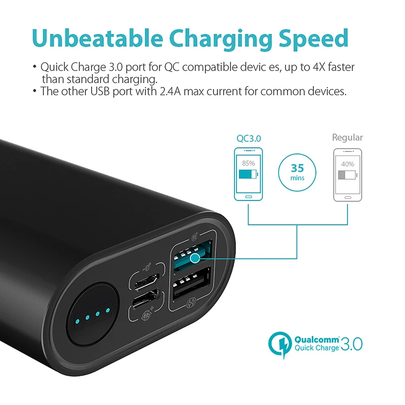 Romoss SE10 + 10000 mAh نوع-C الطاقة البنك 18 W PD سريعة تهمة 3.0 المحمولة شاحن USB-C المدخلات /الإخراج البطارية حزمة ل فون X