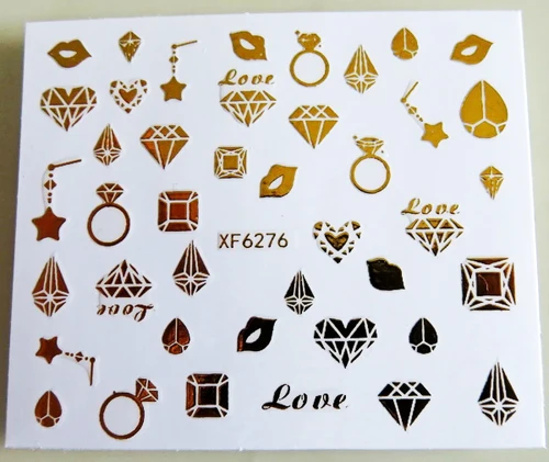 Модные 3D золото для ногтевого дизайна наклейки на заднюю часть клея наклейки для ногтей Советы красоты DIY - Цвет: 6276