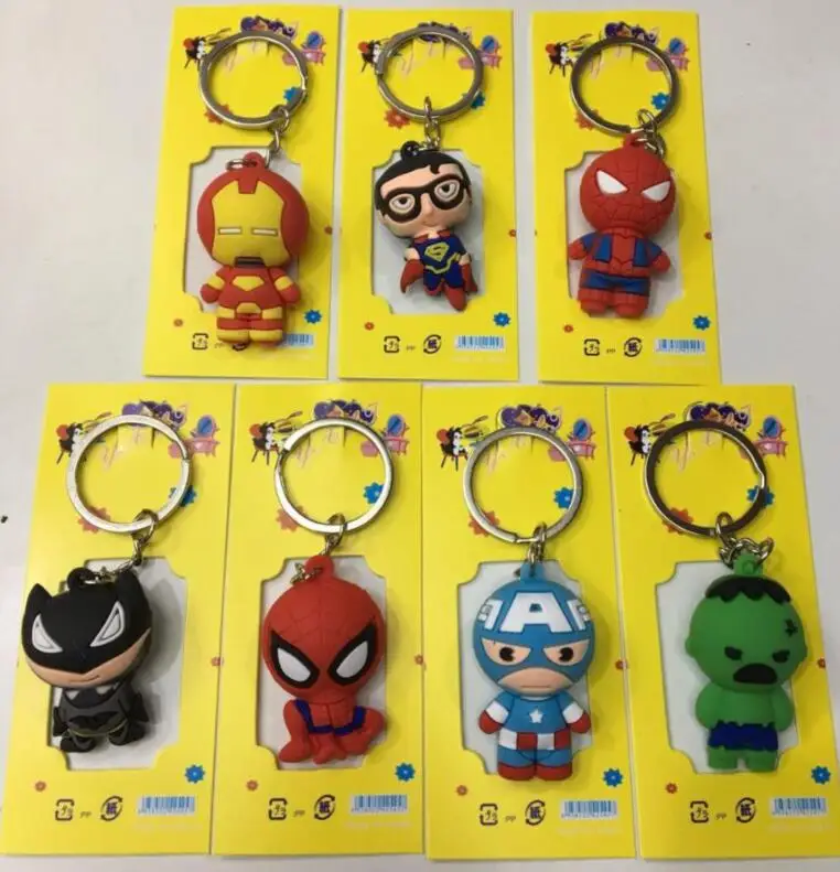 Capt Batman Hulk Superman America US Seller Superhero Keychains Spiderman