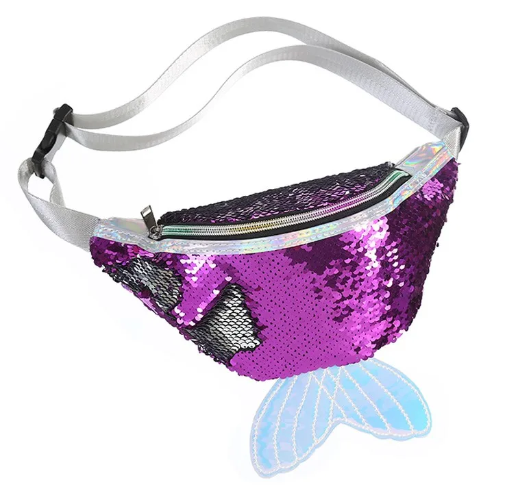 

New Women Reversible Unicorn Mermaid Sequins Glitter Waist Bag Females Travel Money Phone Fanny Pack Waist Packs