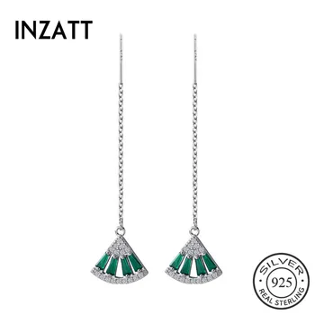 

INZATT Real 925 Sterling Silver Chain Tassel Zircon Crystal Drop Earrings For Elegant Women Fine Jewelry 2019 Accessories Gift