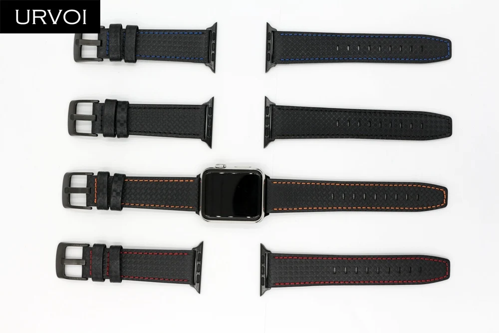 URVOI ремешок для apple watch series 4 3 2 1 кожаный iwatch из нержавеющей стали черная Пряжка