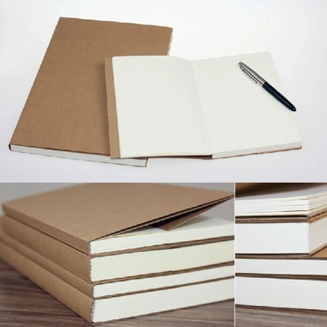 Vintage Blank Pages Sketchbook Retro Notebook Thick School Art Supplies