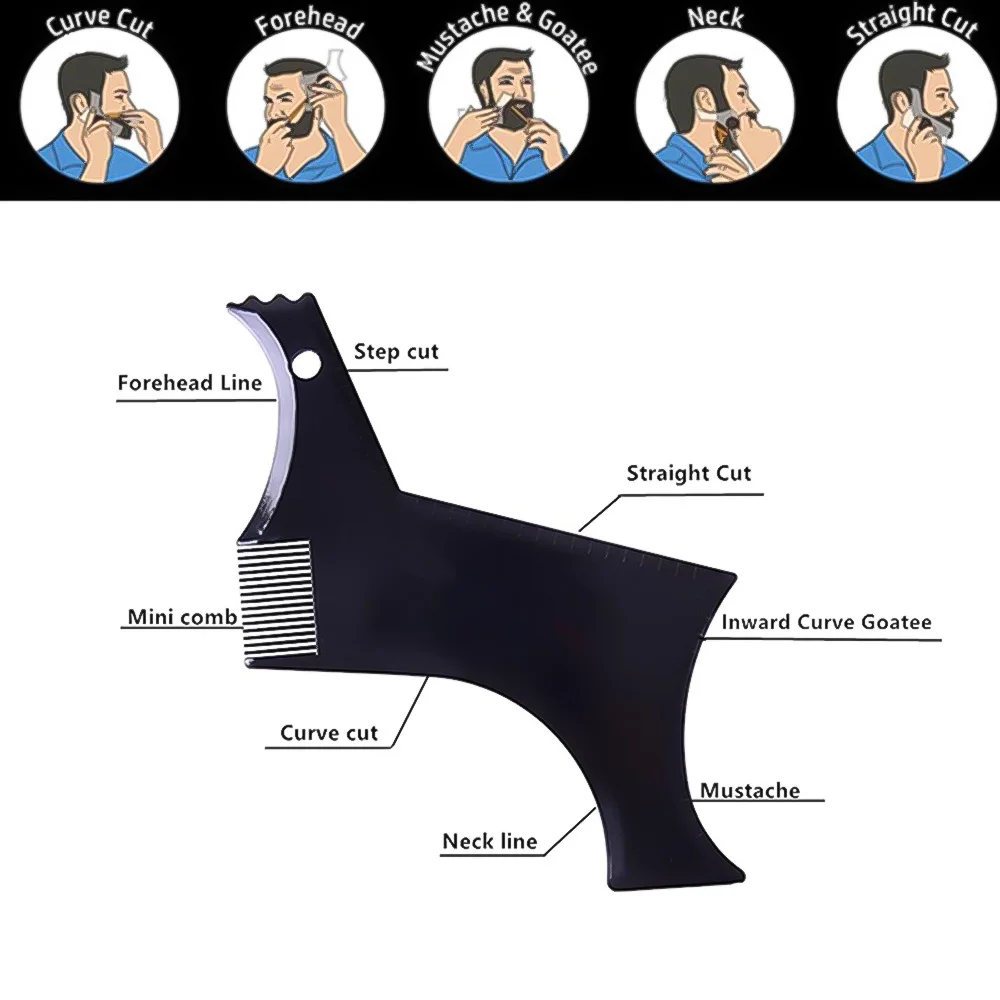 Мульти-лайнер расческа для коррекции формы бороды формирующий гребешок шаблон борода Расческа для мужчин инструменты для бритья ABS волосы борода отделка шаблонные гребни