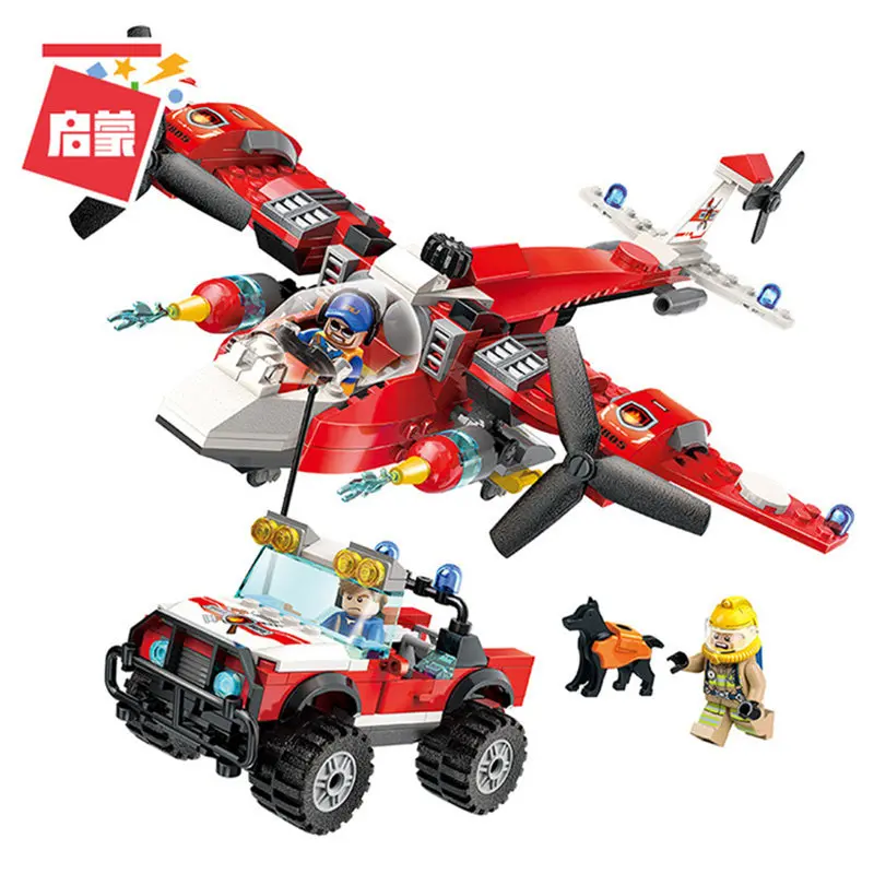 

Enlighten Flame Pioneer of Fire Command Vehicle Helicopter Building Blocks Model kit Bricks Educational Toys For Children Gift