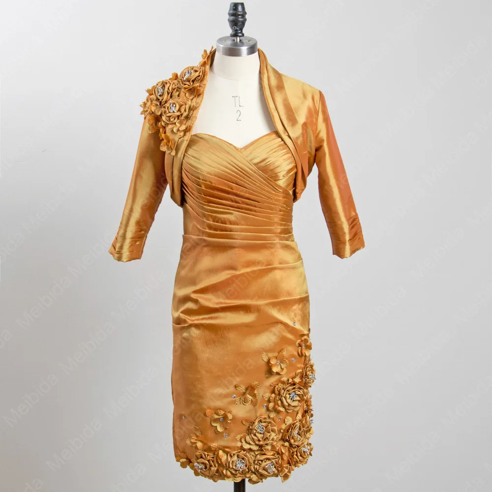 Buy Gold Mother Of The Bride Dresses With Jacket Knee