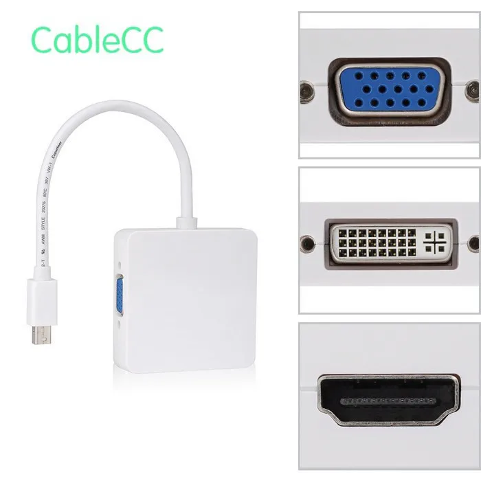 Square Mini DP Displayport to DVI VGA HDMI HDTV Adapter 3 in1 for font b Apple