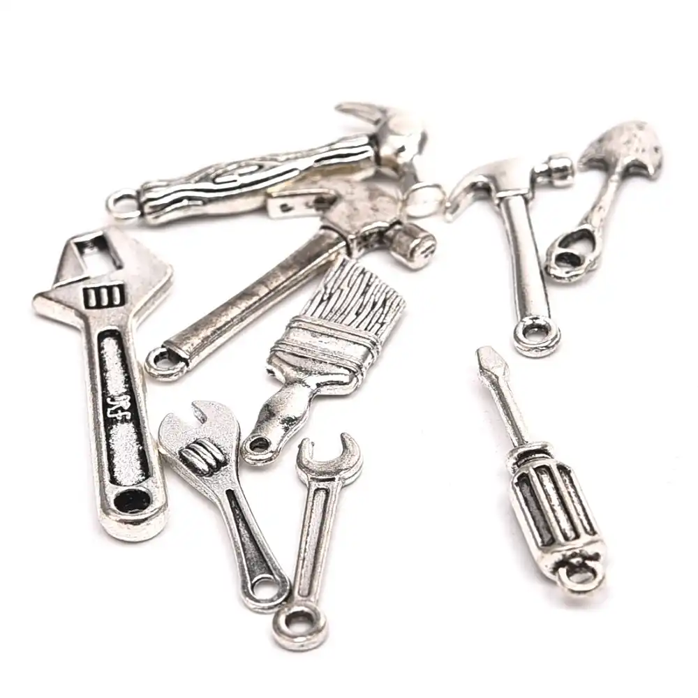 DIY Jewelry Making Charms Tools Shape Zinc Alloy Antique Silver Plated
