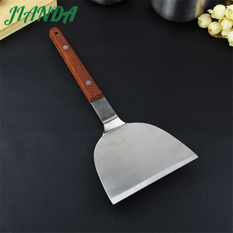  JIANDA Newest Cooking Tools Heat Resistance Stainless Steel Turners Spatula Scraper with Wooden Han