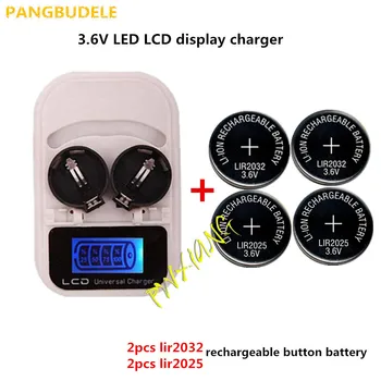 

1PCS charger+2PCSLIR2025+2PCSLIR2032 , rechargeable LIR2025 LIR2032 LIR2016 3.6V button battery, LED rechargeable display