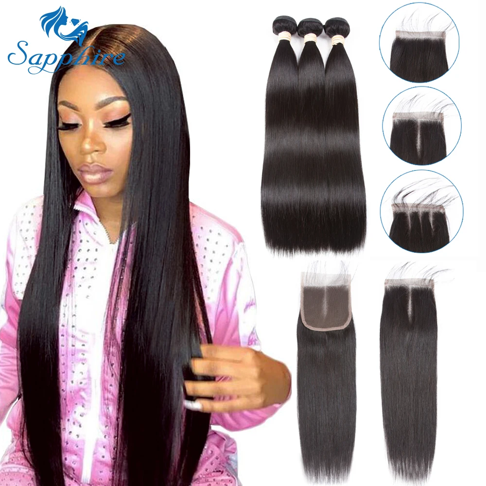 Sapphire Straight Bundles With Closure Brazilian Hair Weave Bundles With Closure Human Hair Bundles With Closure Hair Extension Sapphire Straight Bundles With Closure Brazilian Hair Weave Bundles With Closure Human Hair Bundles With Closure Hair Extension