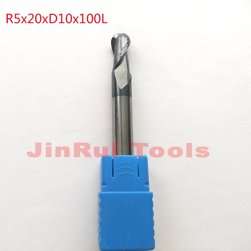 

1pc R5*20*D10*100L-HRC55 2 Flutes solid carbide Coated Ball Nose End Mills CNC router bit milling cutters knife