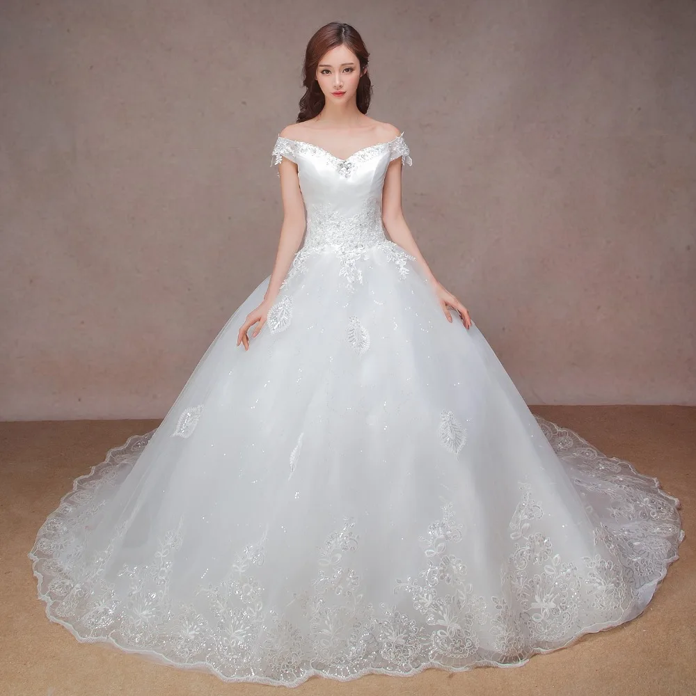 luxury ball font b gown b font font b wedding b font dress with cathedral train