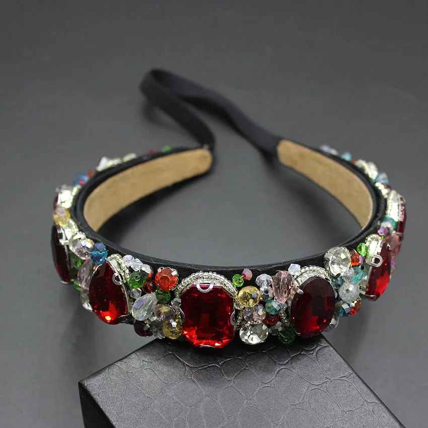 Günstig Mode edelstein perlen vintage frauen blume barock gute qualität hairband luxus kristall edelstein stirnband braut schmuck 609