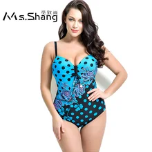 Ms. Shang точка печати Купальники Одежда для женщин Цельный купальник женский размера плюс одежда для плавания пуш-ап купальный костюм женские купальники 6xl