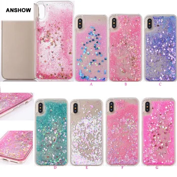 

Heart Love Liquid Hard Plastic+Soft TPU Case For Iphone XS MAX XR X 8 7 6 6S Plus Quicksand Glitter Sparkle Magical Cover 100PCS