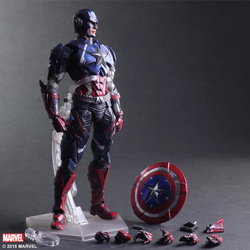 

Play Arts Marvel Avengers Captain America Action Figure DC Justice League Collection PA Model Doll Toys 25cm