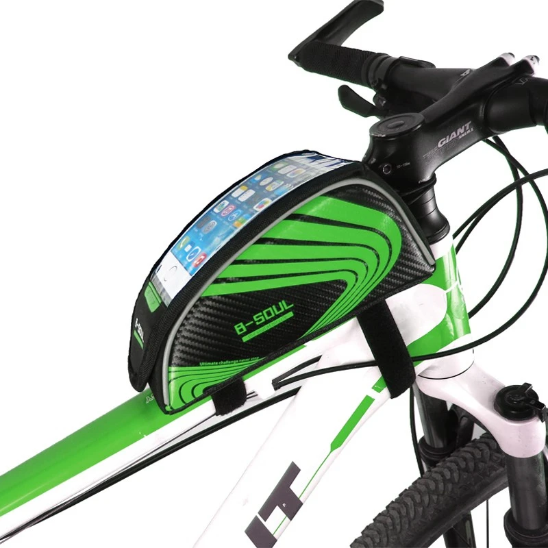 

B-SOUL Bike Front Bag Water Resistant Reflective Strip Cycling MTB Bicycle Road Bike Frame 5.5''Phone Bag Bicycle Accessories