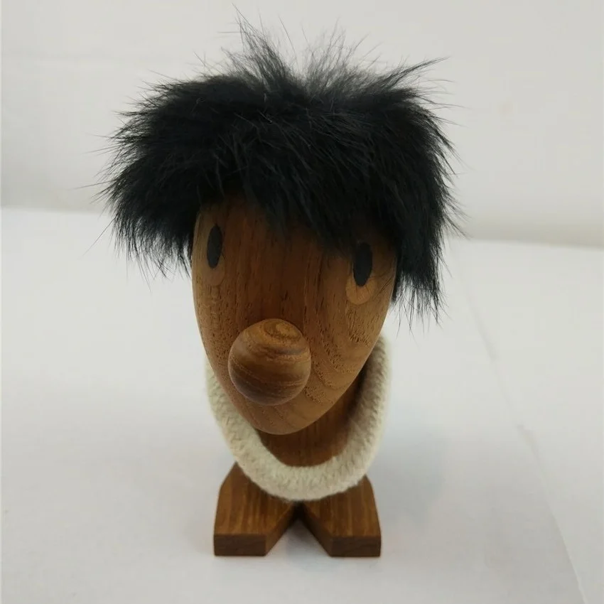 

2018Newstyle Noridc Denmark Fashion Solid Teak Wood Optimistic Fuzzy Man Ornament Decoration Figurines Wooden Pessimistic Puppet