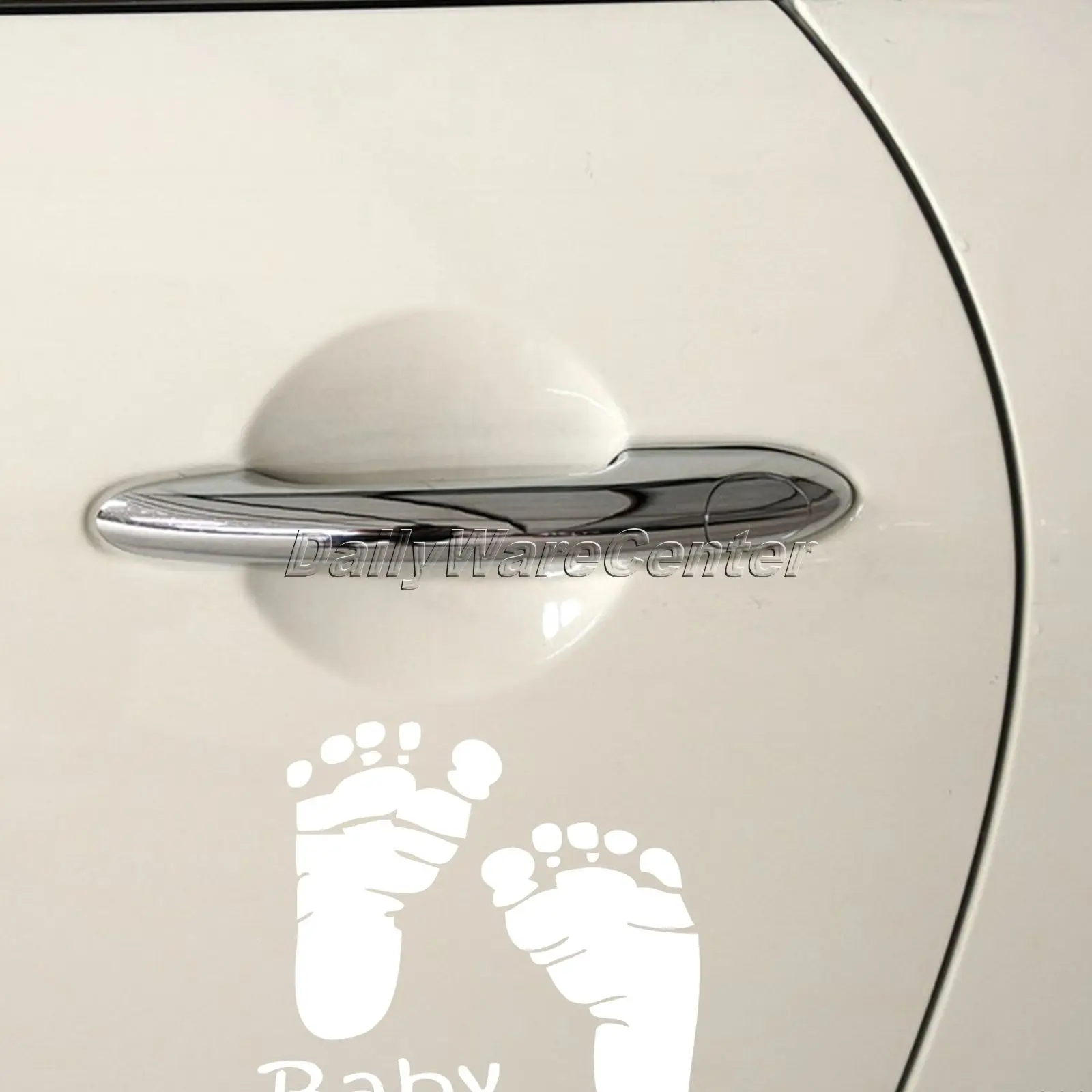 Cartoon BABY ON BOARD CUSTOM Footprint Motorcycle Car Sticker Waterproof Rear Windshield Car Styling Stickers On Car Accessories