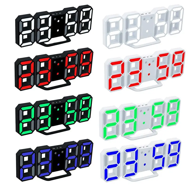  Original Modern Wall Clock Digital 3D LED Table Clock Watches 12/24 Hours Display Clock mechanism A