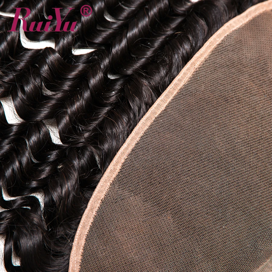 RUIYU Hair Brazilian Deep Weave Closure 13x4 Ear To Ear Lace Frontal Closure With Baby Hair Non-remy Human Hair 130% Density