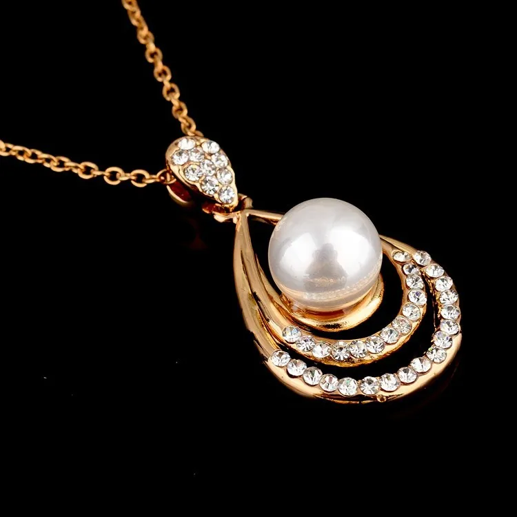 Szelam, ювелирное изделие из искусственного жемчуга, ожерелье с подвеской, Золотая цепочка, ожерелье с австрийскими кристаллами для женщин, свадебное ювелирное изделие SNE140386