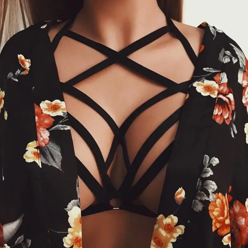 

Feitong Brand New Sexy Women Bra Brassiere Fashion Sexy Hollow Out Elastic Cage Bralette Bandage Strappy Halter Bra Bustier Top